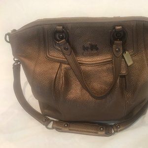 Coach Bronze Leather Handbag with shoulder strap